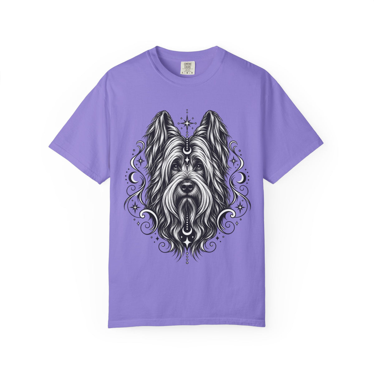 Mystical Briard Line Art T-Shirt — Minimal Dog Portrait Tee