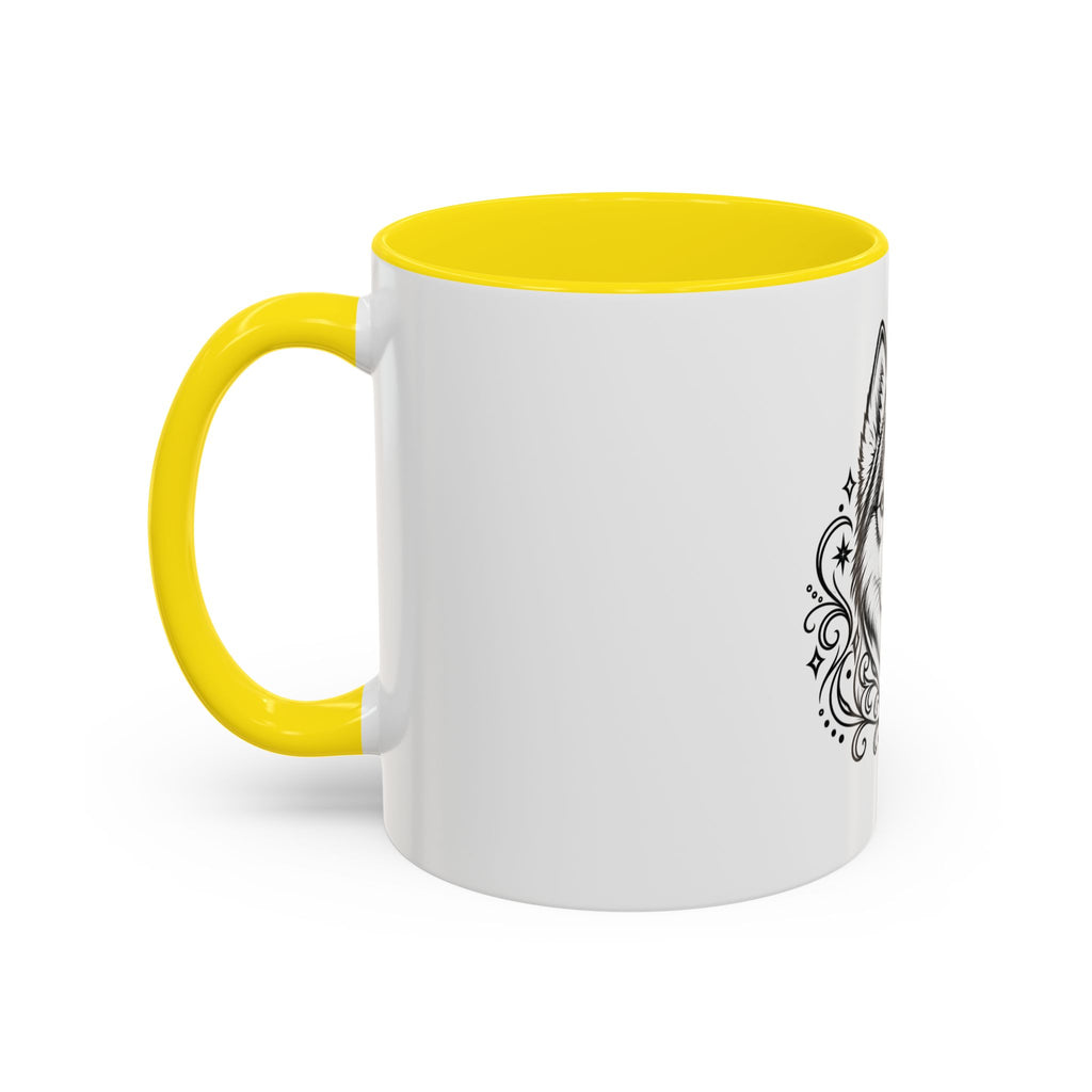 Mystical Siberian Husky Line Art Accent Coffee Mug – Mystical Dog Portrait 11/15oz