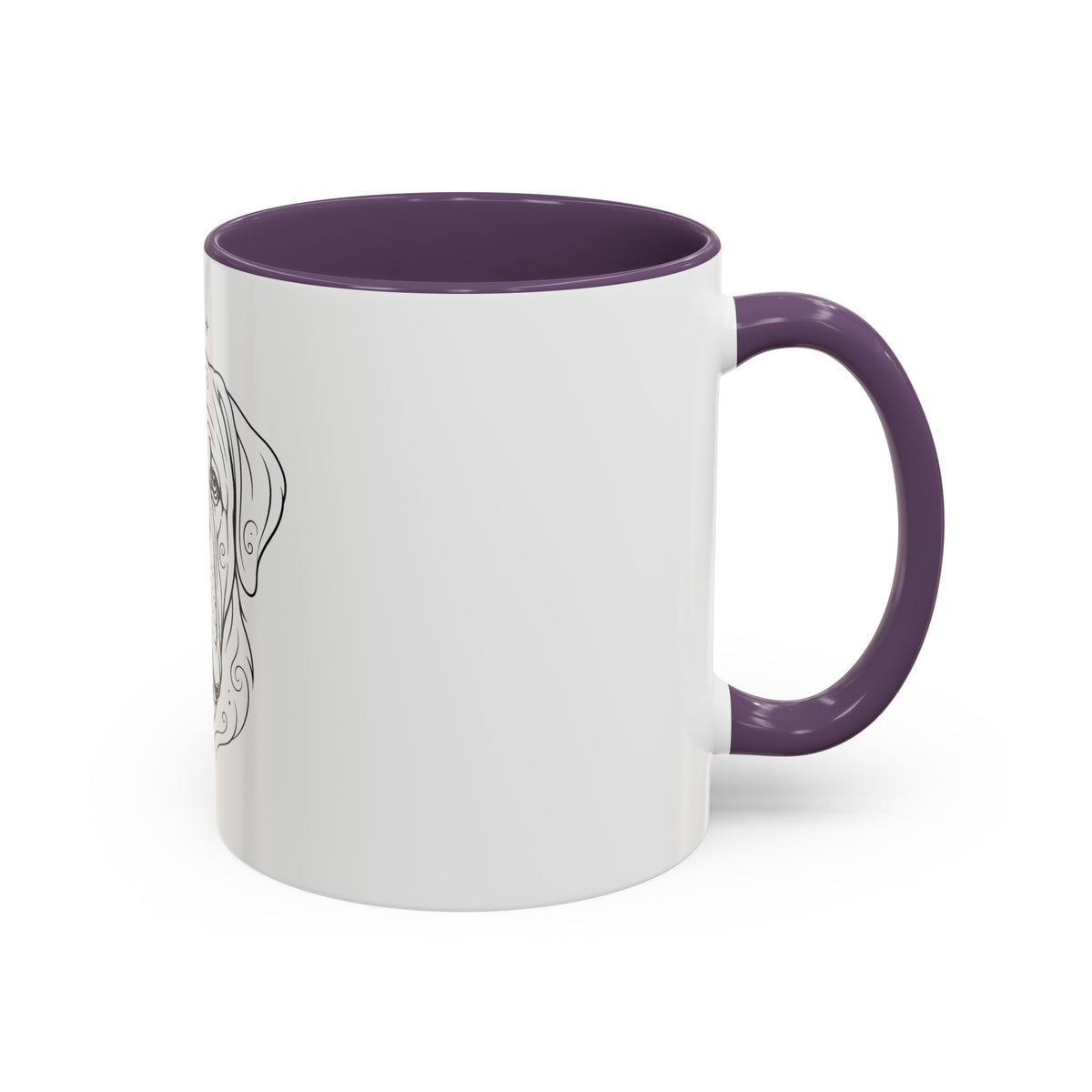 Mystical Mastiff Line Art Accent Coffee Mug – Mystical Dog Portrait 11/15oz