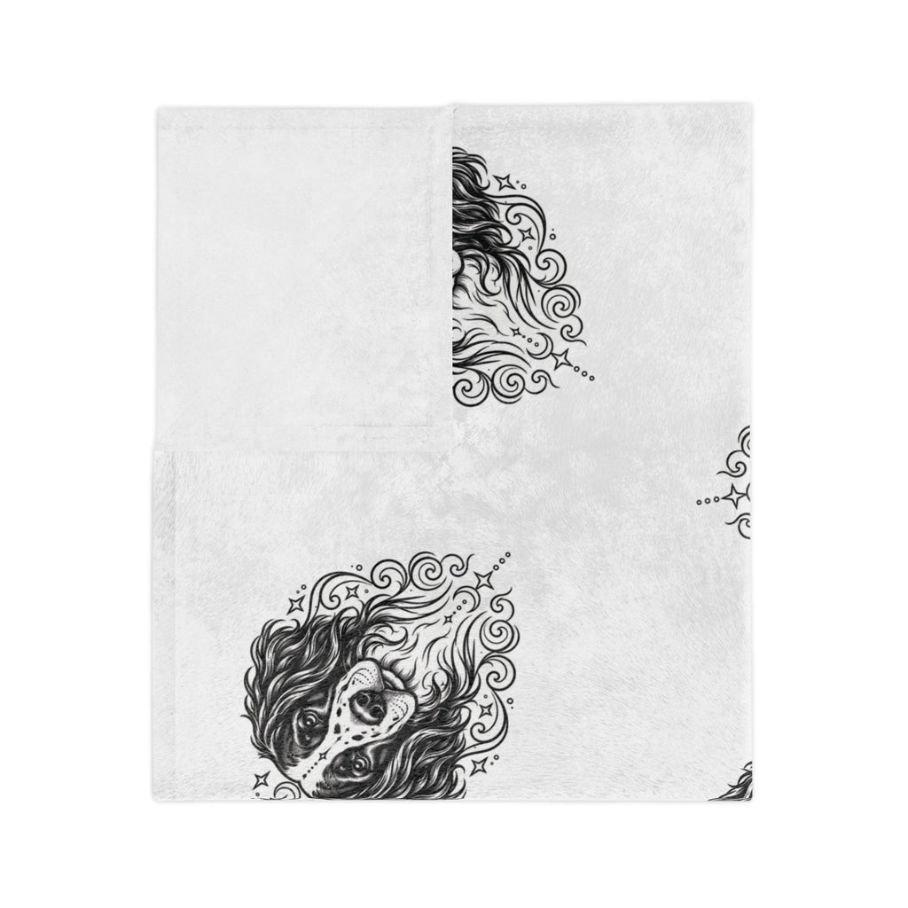 Mystical Stabyhoun Minimalist Velveteen Microfiber Blanket — Soft Neutral Pet Portrait Throw