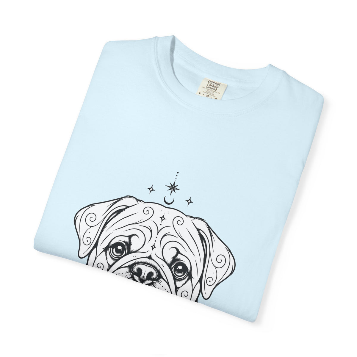 Mystical Pug Line Art T-Shirt — Minimal Dog Portrait Tee