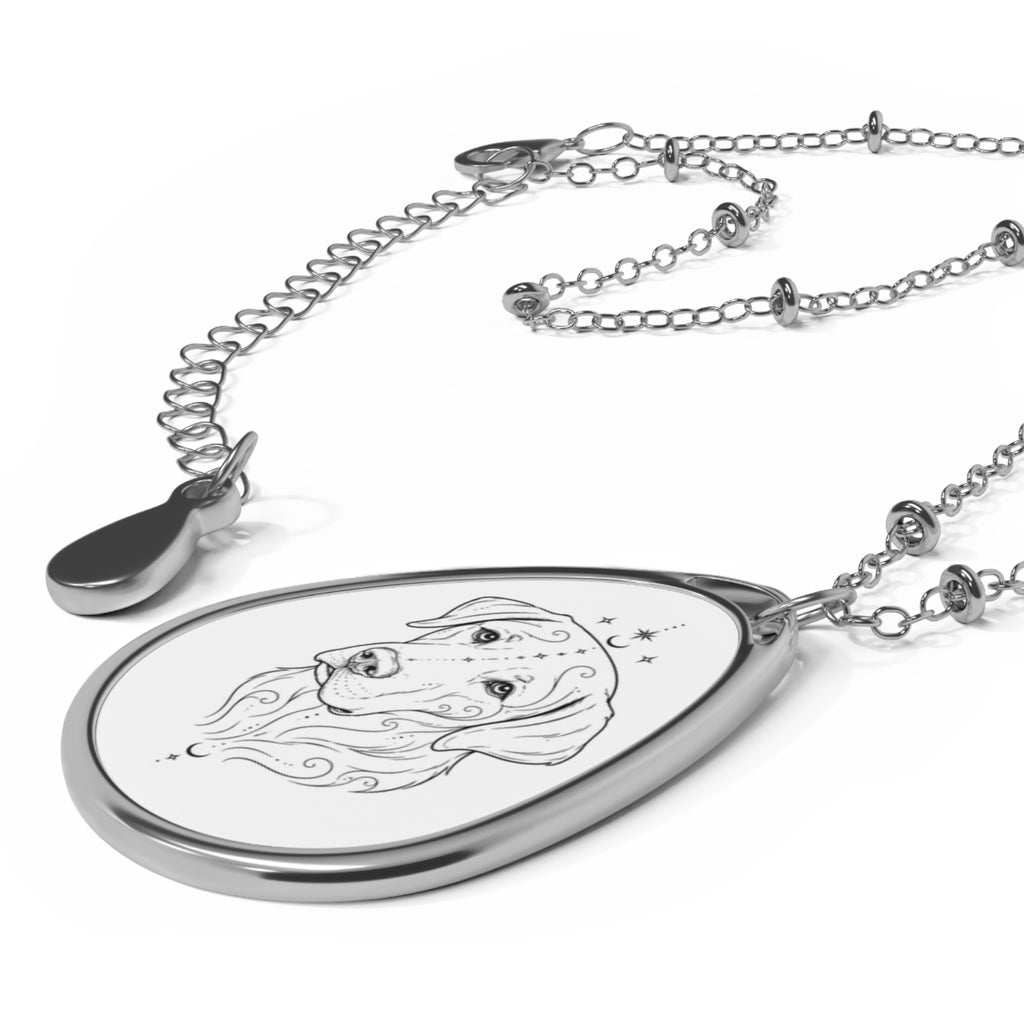 Mystical Labrador Retriever Engraved Oval Necklace — Pendant