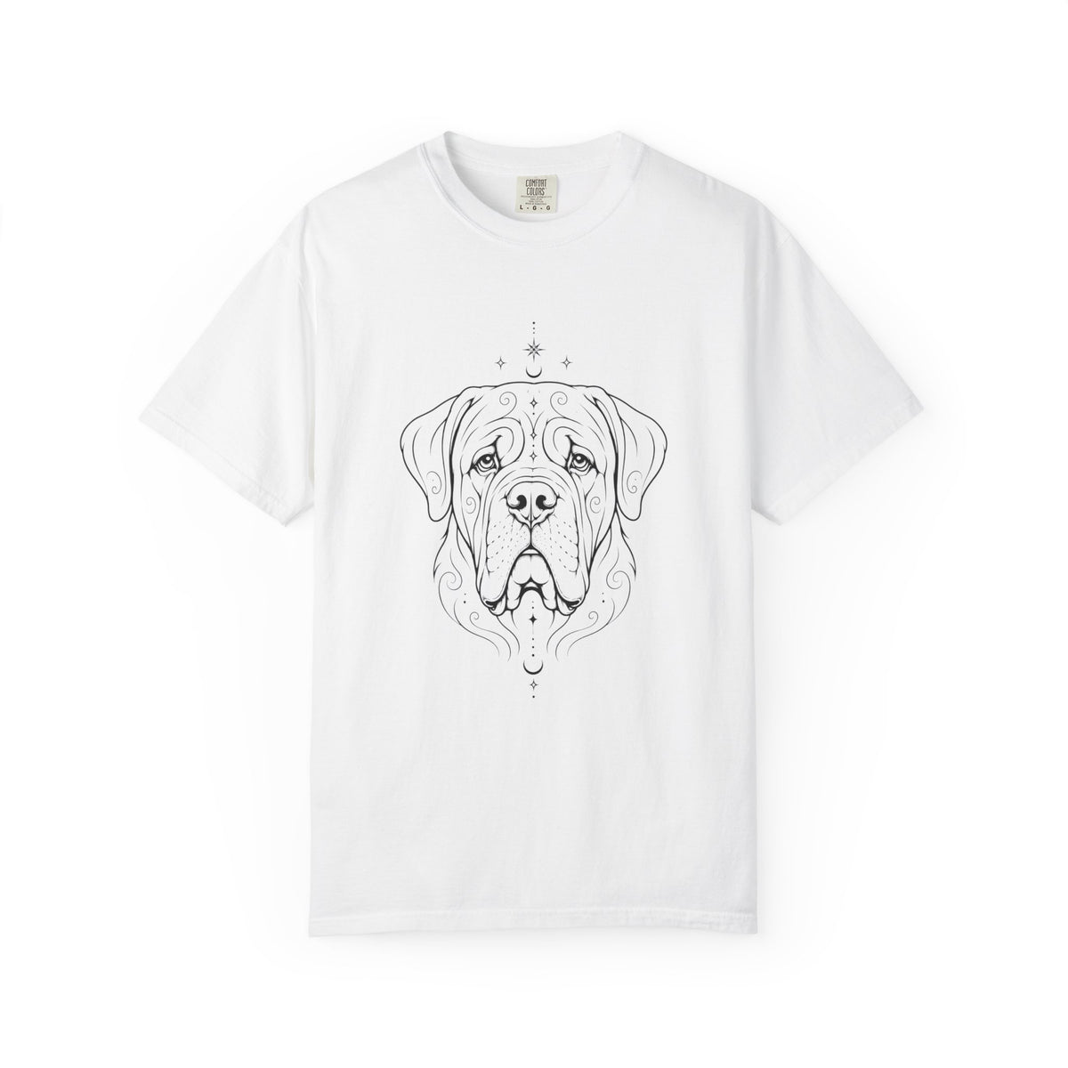 Mystical Mastiff Line Art T‑Shirt — Minimal Dog Portrait Tee