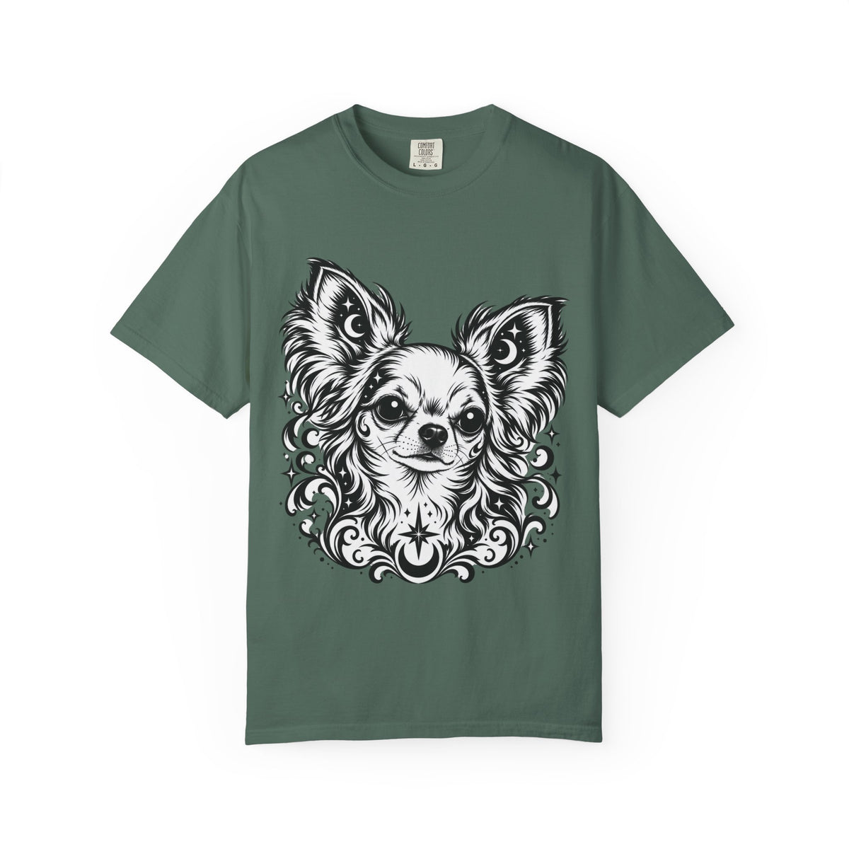 Mystical  Chihuahua LH Line Art T-Shirt — Minimal Dog Portrait Tee