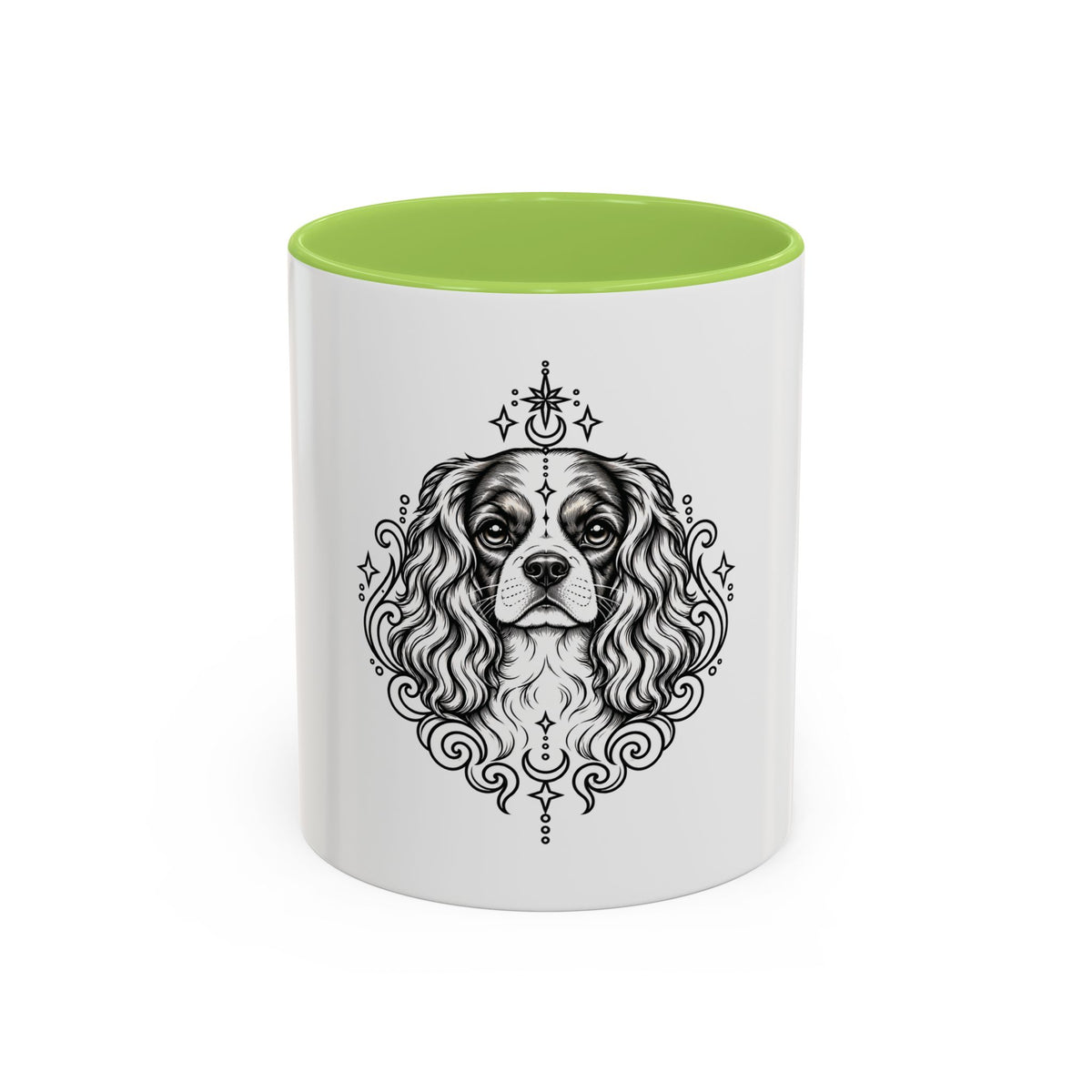 Mystical Cavalier King Charles Spaniel Line Art Accent Coffee Mug – Mystical Dog Portrait 11/15oz