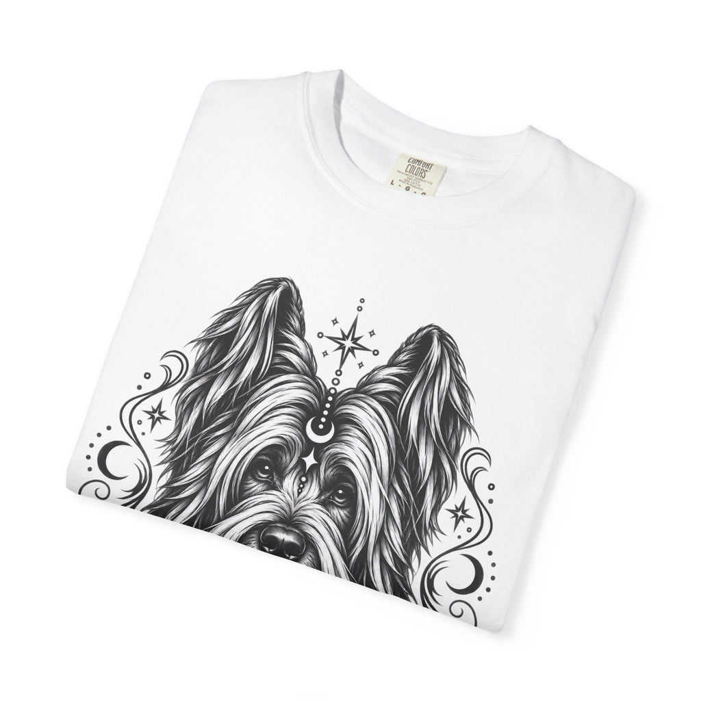 Mystical Briard Line Art T-Shirt — Minimal Dog Portrait Tee