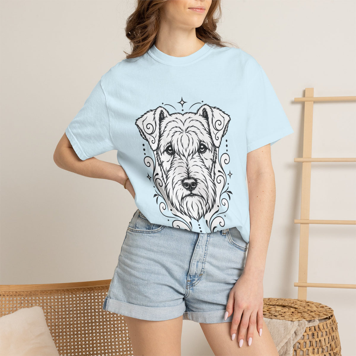 Mystical Lakeland Terrier Line Art T-Shirt — Minimal Dog Portrait Tee