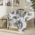 Mystical Siberian Husky Minimalist Velveteen Microfiber Blanket — Soft Neutral Pet Portrait Throw