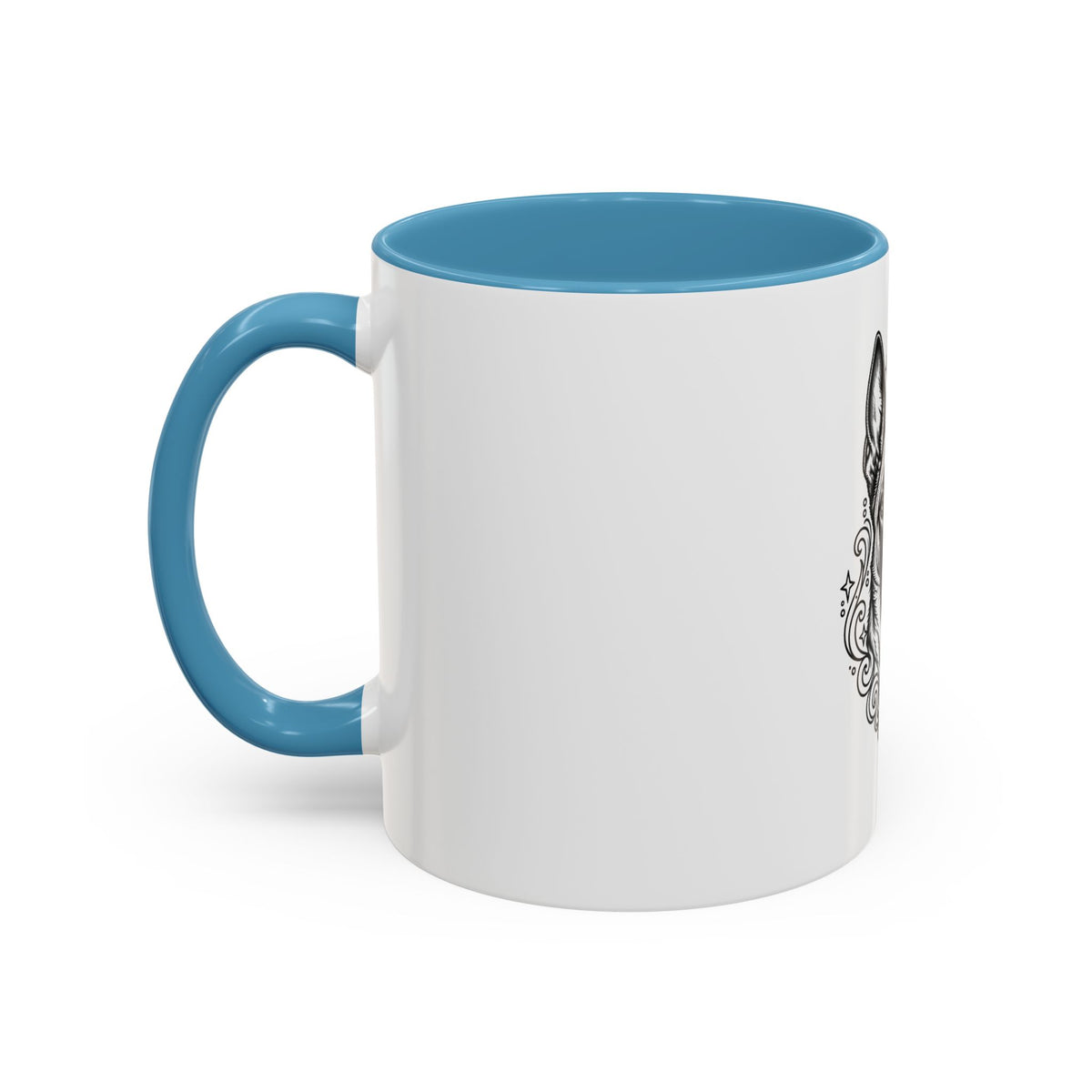Mystical Belgian Malinois Line Art Accent Coffee Mug – Mystical Dog Portrait 11/15oz