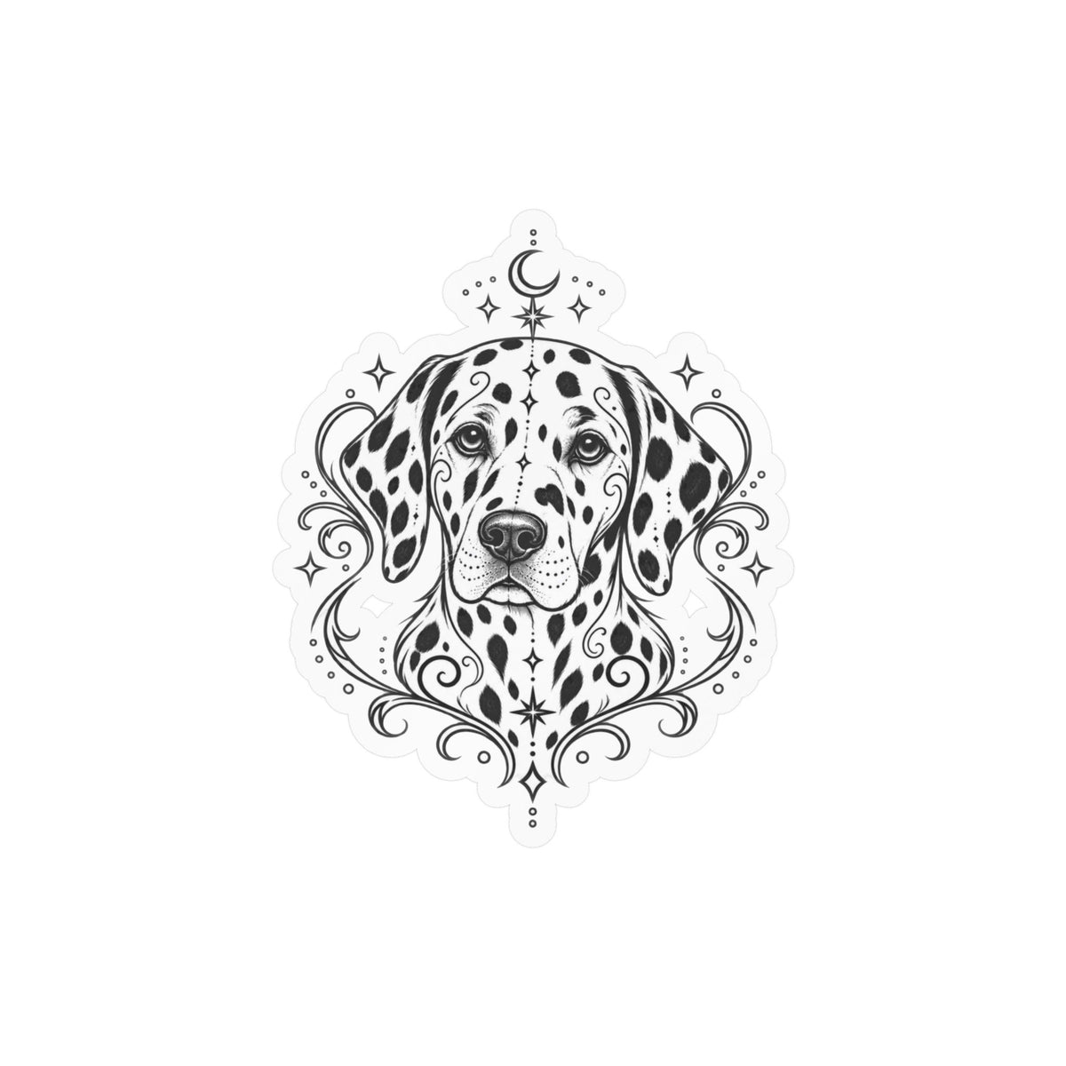 Mystical Dalmatian Mandala Sticker — Kiss-Cut Vinyl Decal