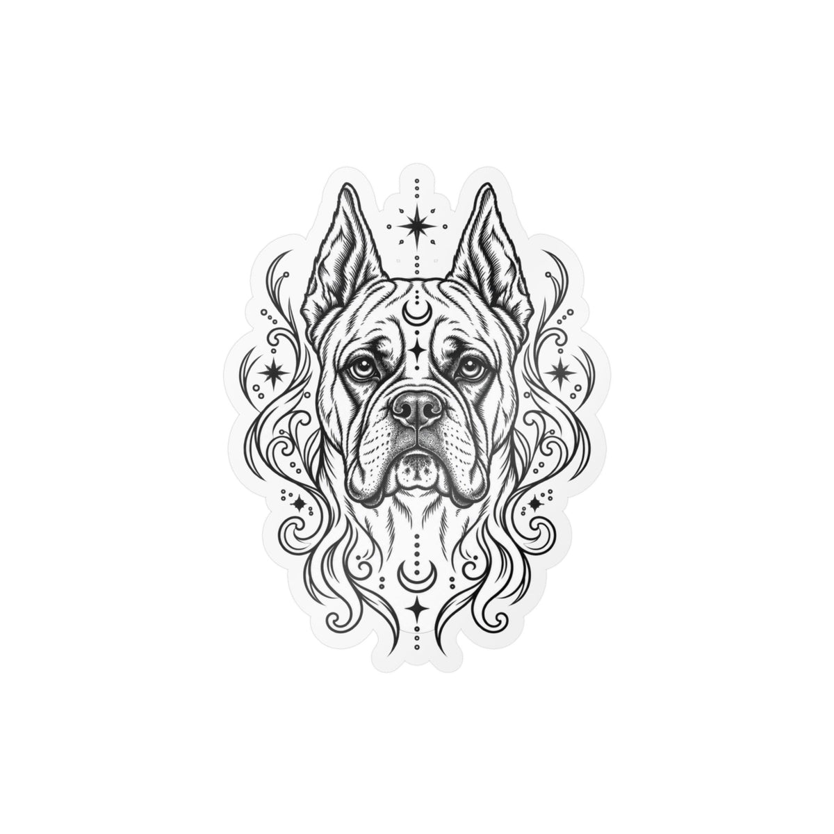 Copy of Mystical White Swiss Shepherd Line Art Kiss-Cut Vinyl Sticker — Decorative Dog Portrait Decal