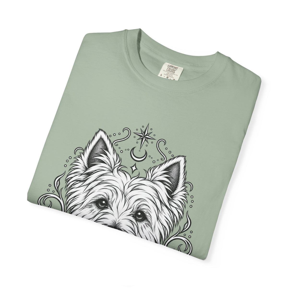 Mystical West Highland Terrier Line Art T-Shirt — Minimal Dog Portrait Tee