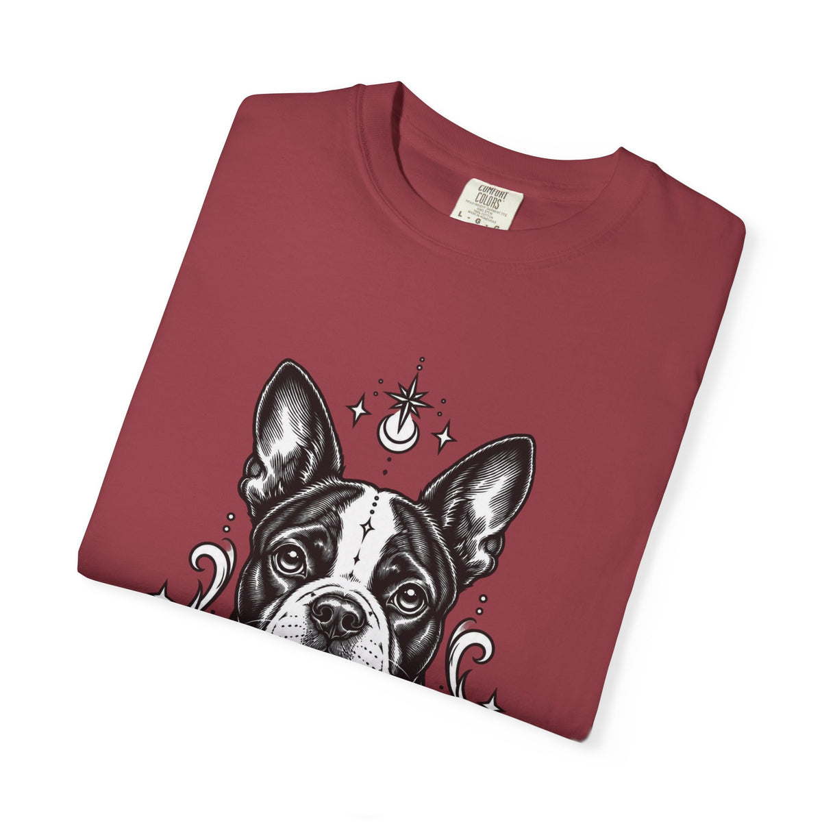 Mystical Boston Terrier Line Art T-Shirt — Minimal Dog Portrait Tee