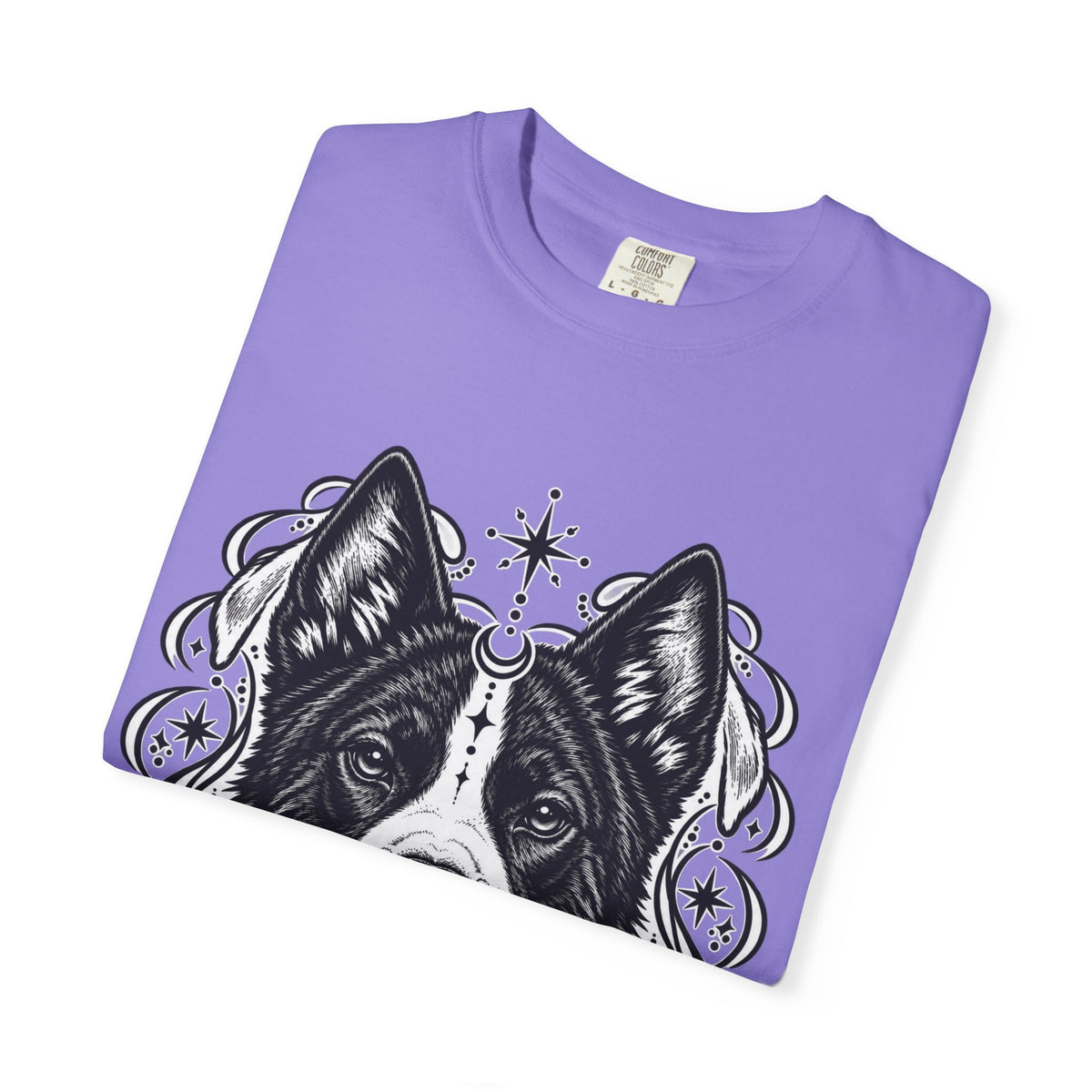 Mystical Karelian Bear Dog Line Art T-Shirt — Minimal Dog Portrait Tee