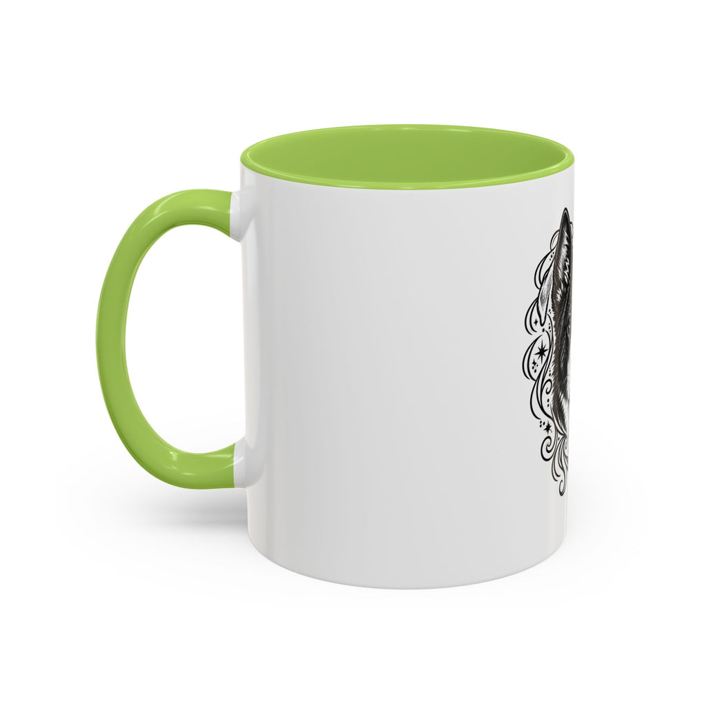 Mystical Karelian Bear Dog Line Art Accent Coffee Mug – Mystical Dog Portrait 11/15oz
