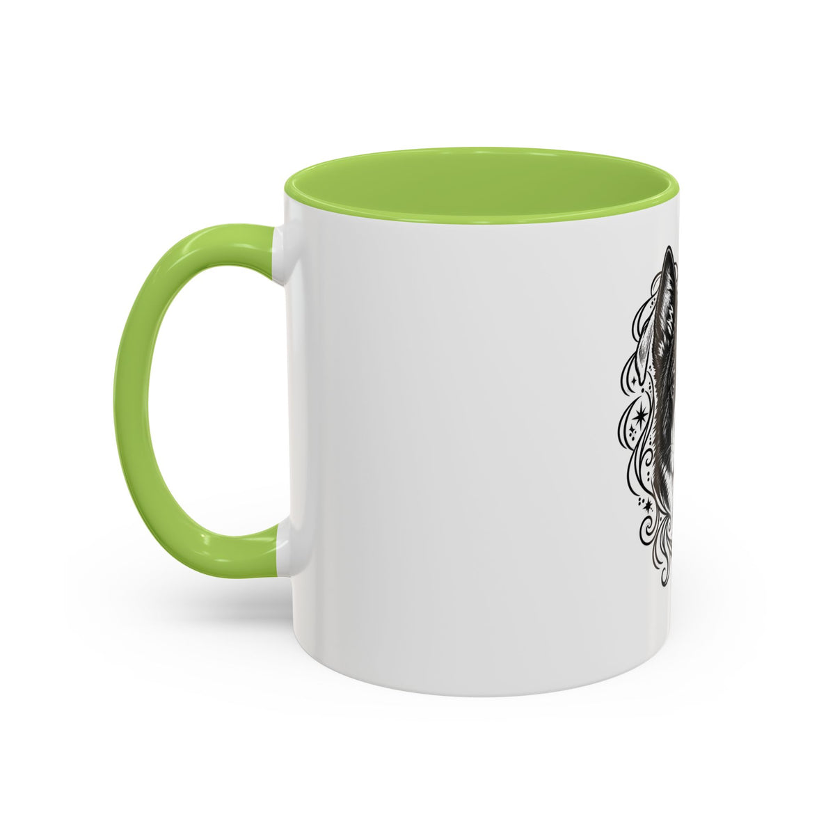 Mystical Karelian Bear Dog Line Art Accent Coffee Mug – Mystical Dog Portrait 11/15oz