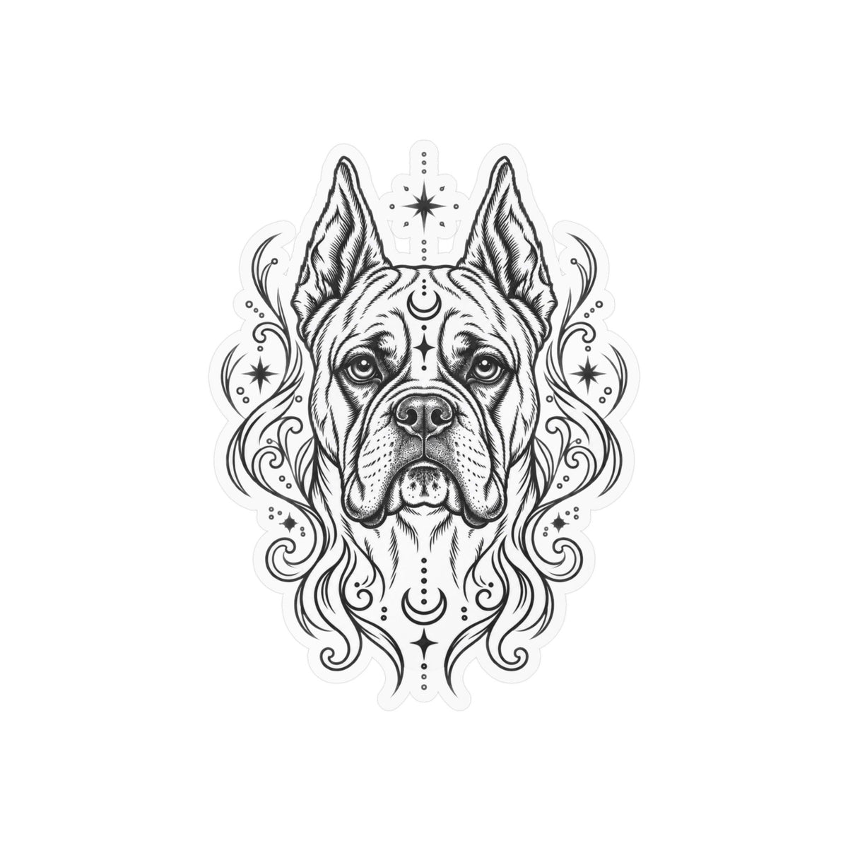 Copy of Mystical White Swiss Shepherd Line Art Kiss-Cut Vinyl Sticker — Decorative Dog Portrait Decal