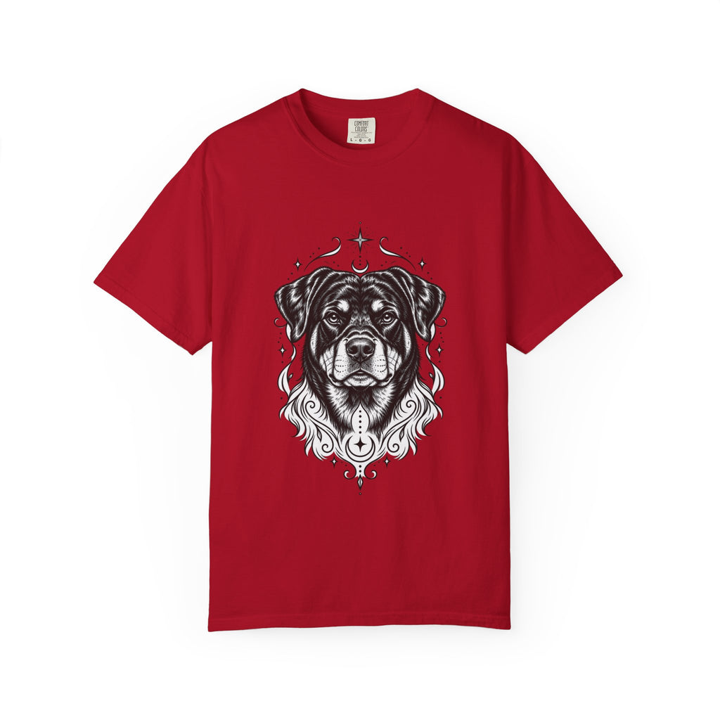 Mystical Rottweiler Line Art T-Shirt — Minimal Dog Portrait Tee