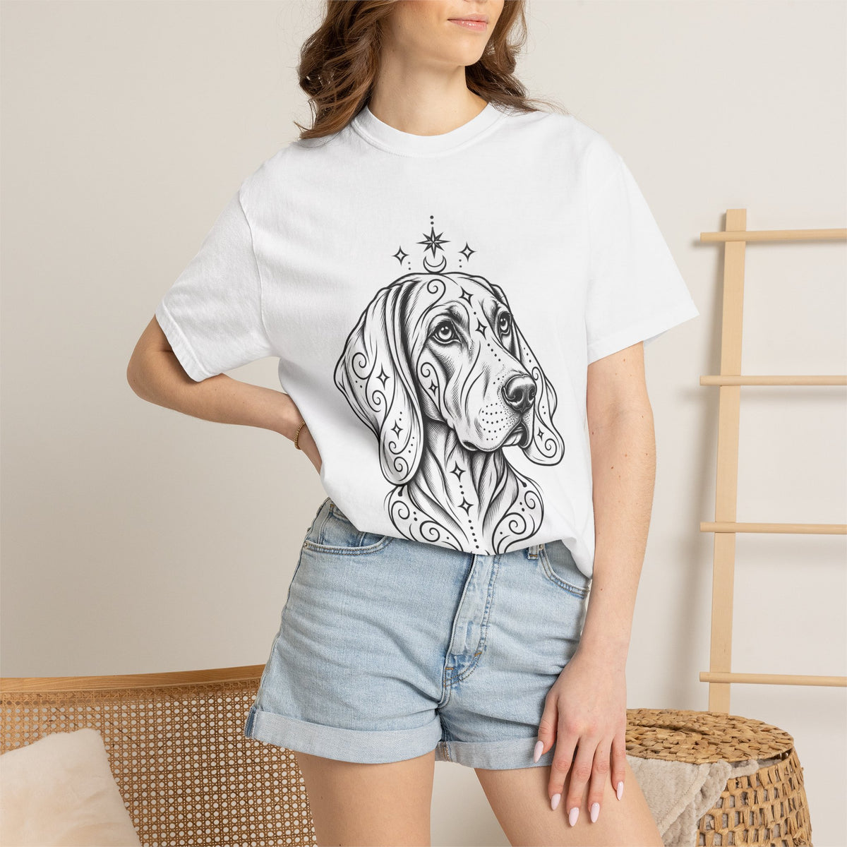Mystical Weimaraner Line Art T-Shirt — Minimal Dog Portrait Tee