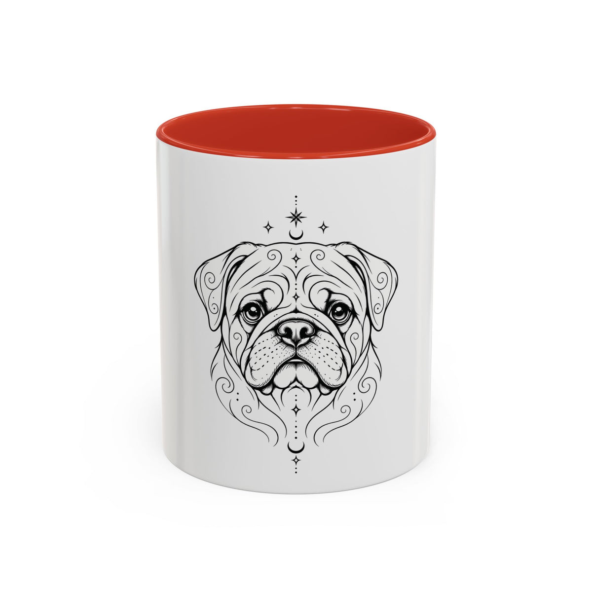 Mystical Pug Line Art Accent Coffee Mug – Mystical Dog Portrait 11/15oz
