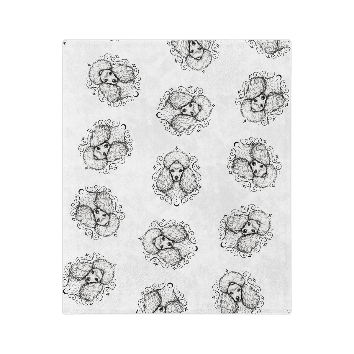 Mystical Toy Poodle Minimalist Velveteen Microfiber Blanket — Soft Neutral Pet Portrait Throw