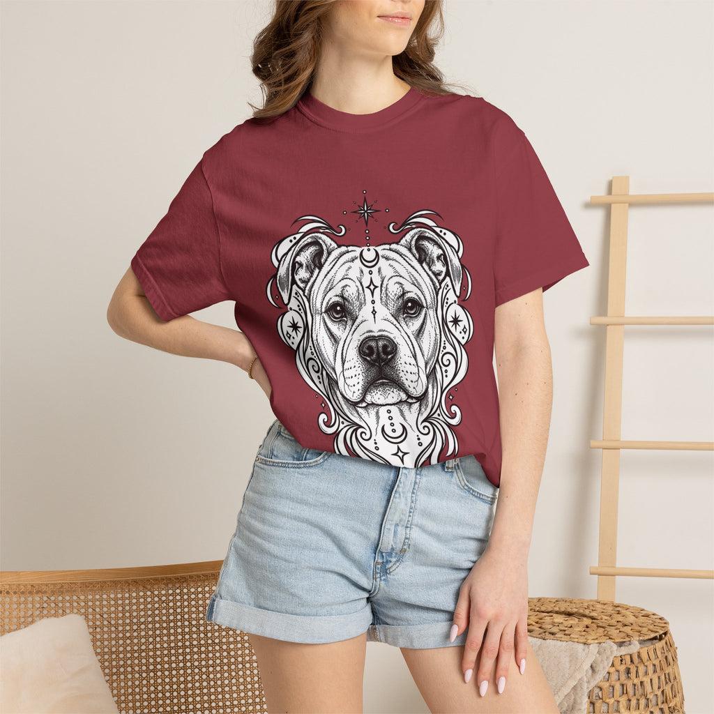 Mystical American Staffordshire Terrier Line Art T-Shirt — Minimal Dog Portrait Tee