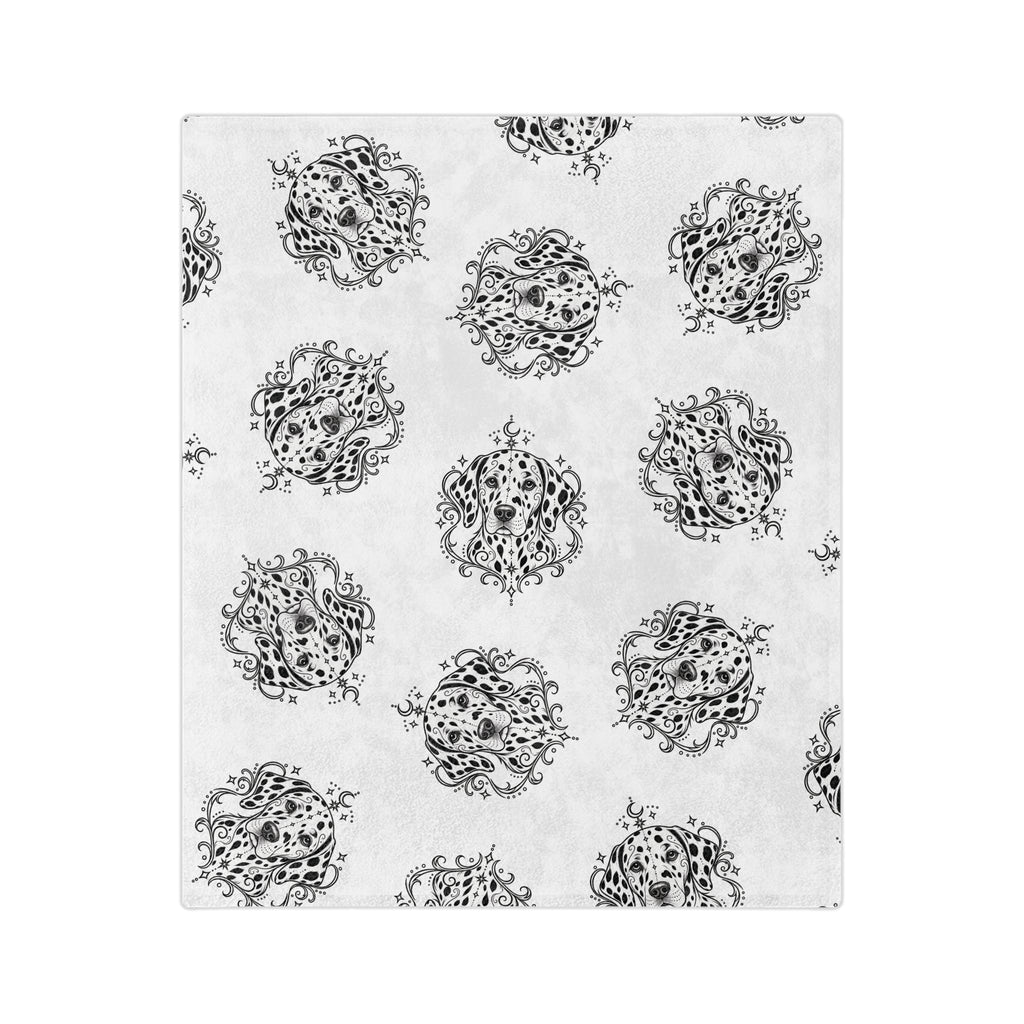 Mystical Dalmatian Minimalist Velveteen Microfiber Blanket — Soft Neutral Pet Portrait Throw