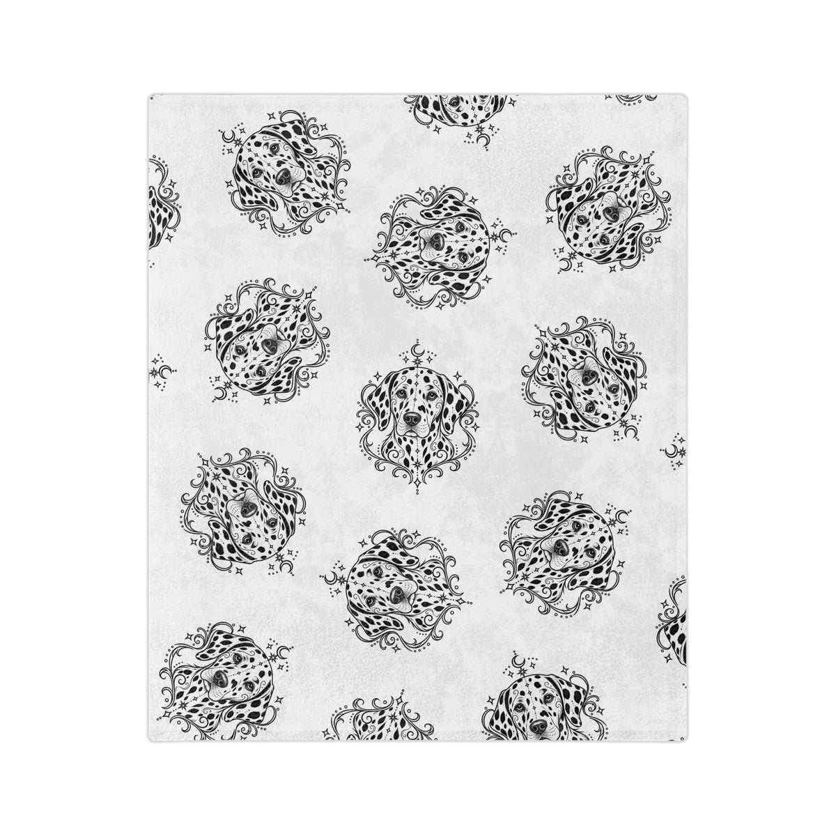 Mystical Dalmatian Minimalist Velveteen Microfiber Blanket — Soft Neutral Pet Portrait Throw