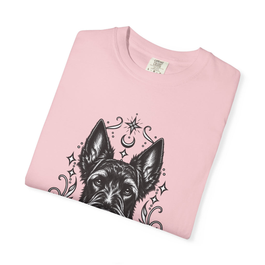 Mystical Scottish Terrier Line Art T-Shirt — Minimal Dog Portrait Tee