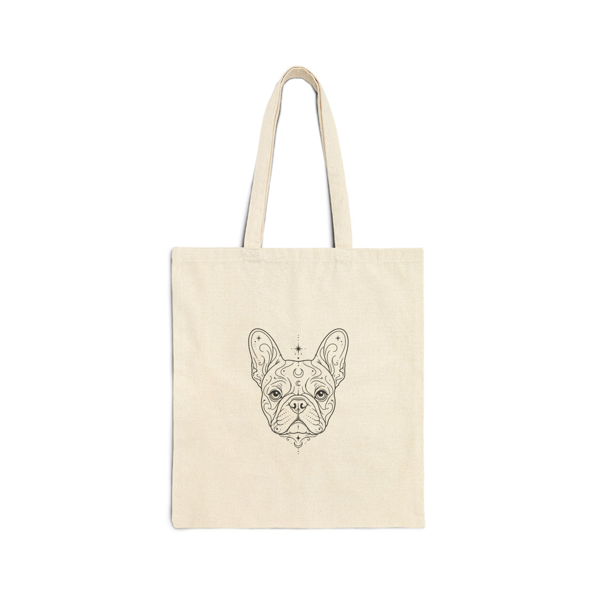 Mystical French Bulldog Canvas Tote Bag — Minimal Dog Line Art Grocery Shopper
