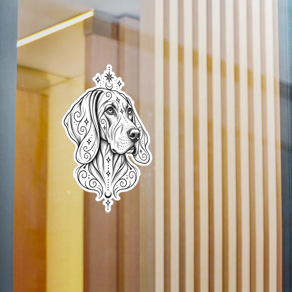 Mystical Weimaraner Line Art Kiss-Cut Vinyl Sticker — Decorative Dog Portrait Decal