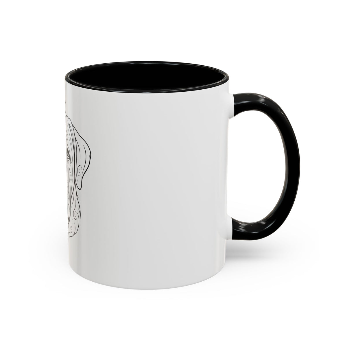 Mystical Mastiff Line Art Accent Coffee Mug – Mystical Dog Portrait 11/15oz