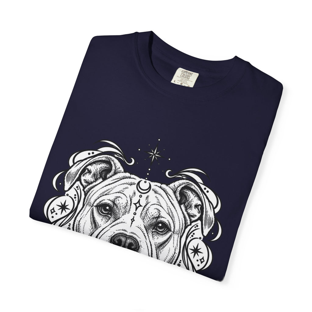 Mystical American Staffordshire Terrier Line Art T-Shirt — Minimal Dog Portrait Tee