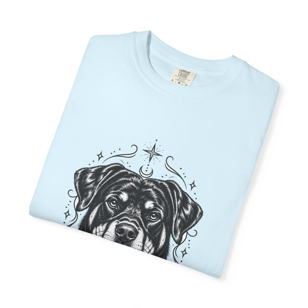 Mystical Rottweiler Line Art T-Shirt — Minimal Dog Portrait Tee