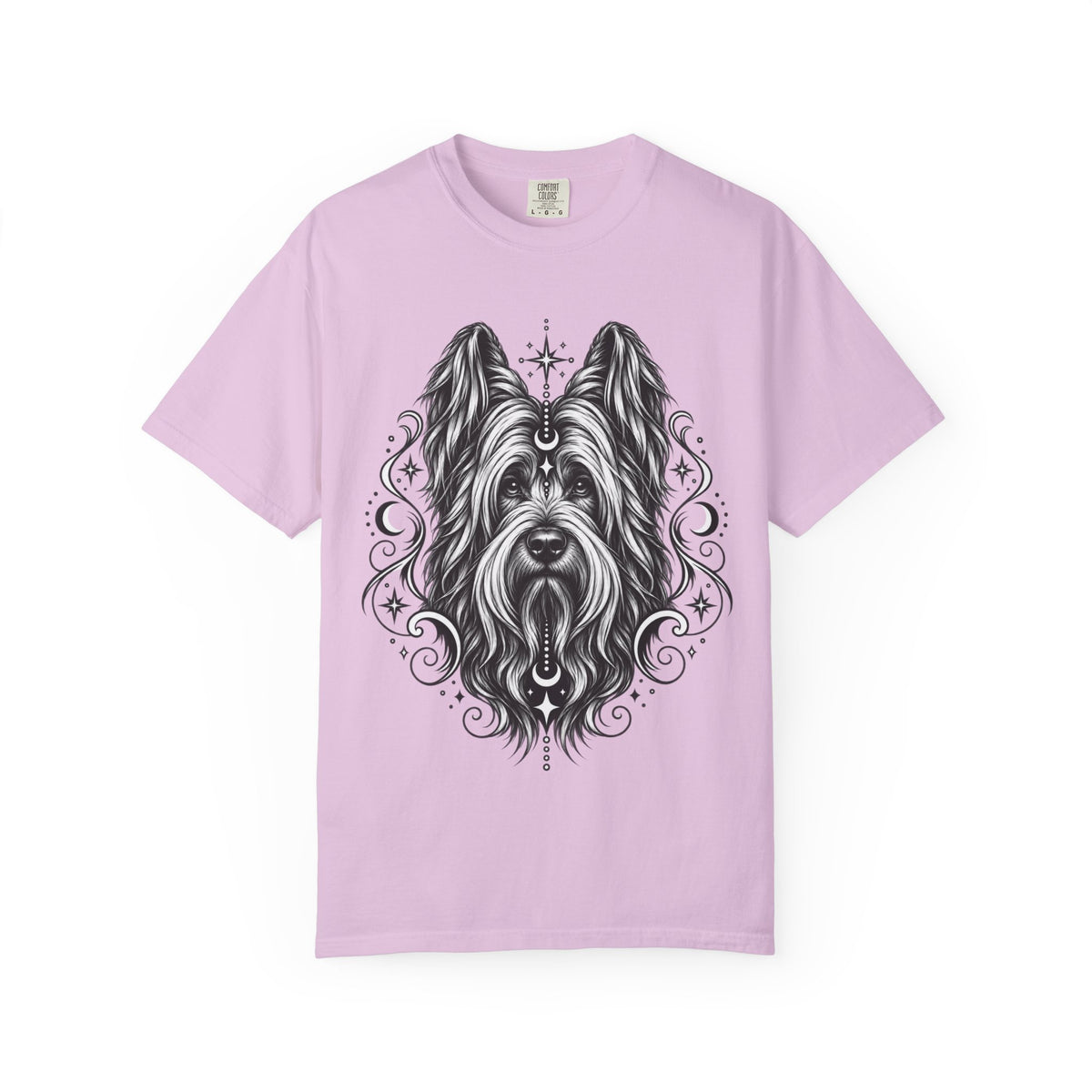 Mystical Briard Line Art T-Shirt — Minimal Dog Portrait Tee
