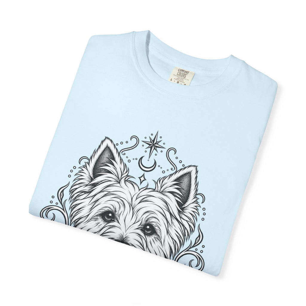 Mystical West Highland Terrier Line Art T-Shirt — Minimal Dog Portrait Tee