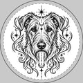 Mystical Irish Wolfhound Round Car Magnet — Boho Dog Face Sticker