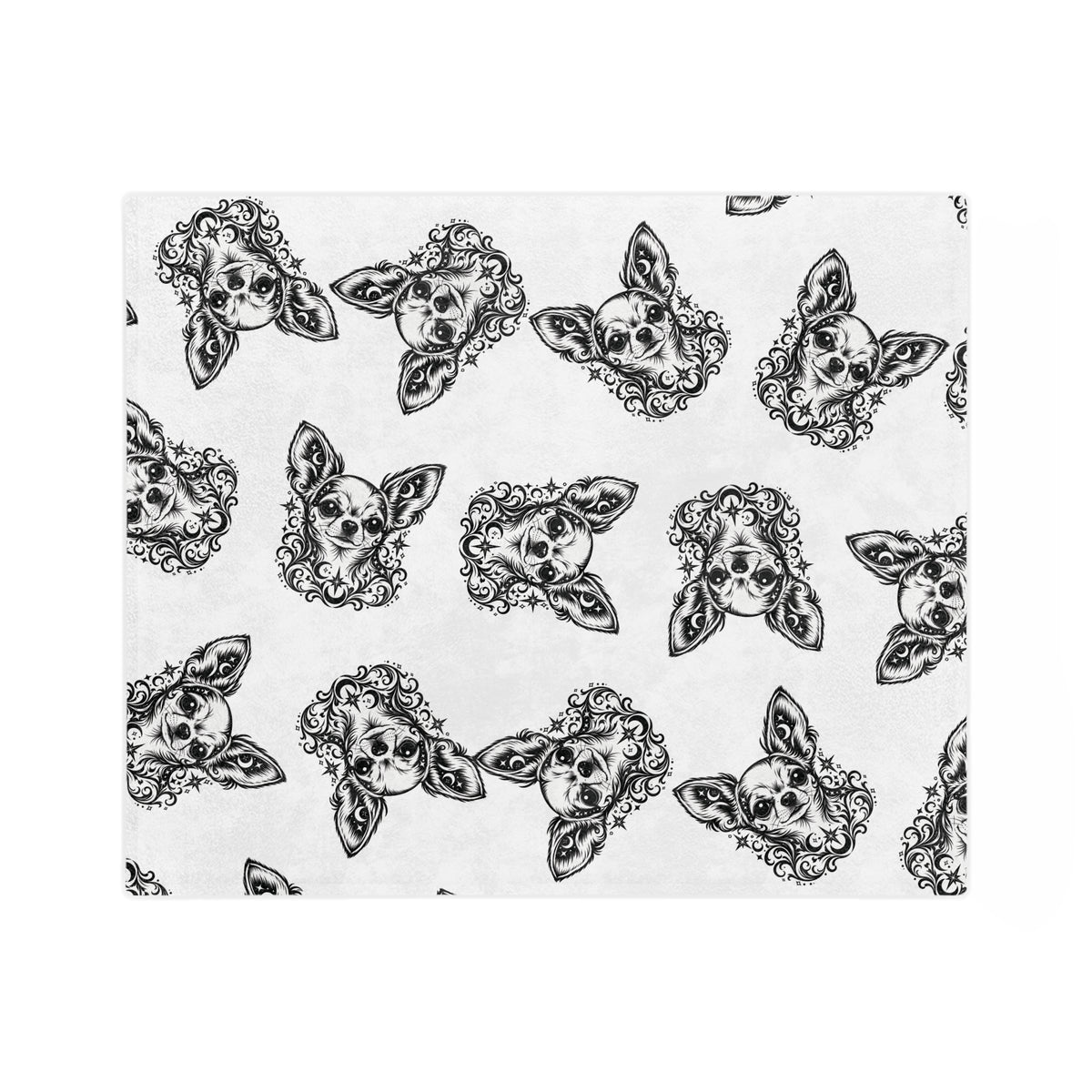 Mystical  Chihuahua Minimalist Velveteen Microfiber Blanket — Soft Neutral Pet Portrait Throw