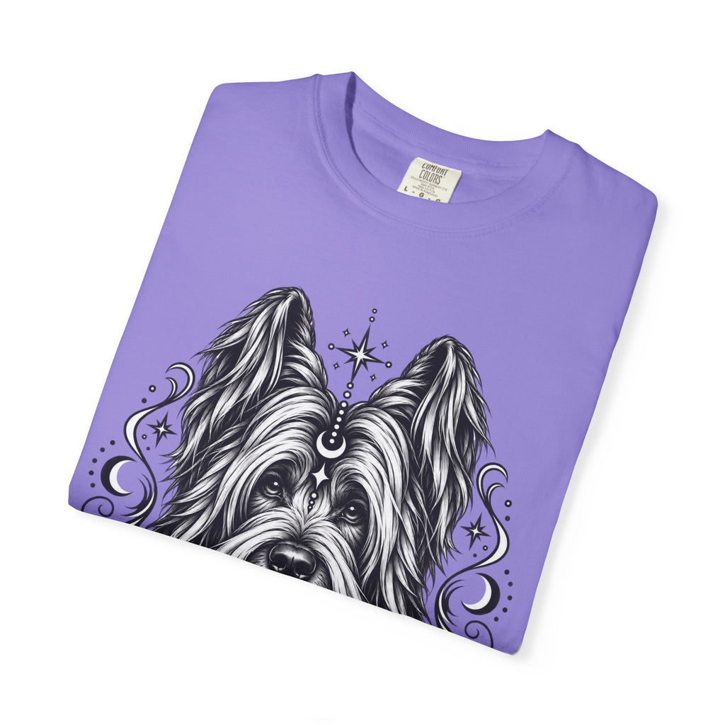 Mystical Briard Line Art T-Shirt — Minimal Dog Portrait Tee
