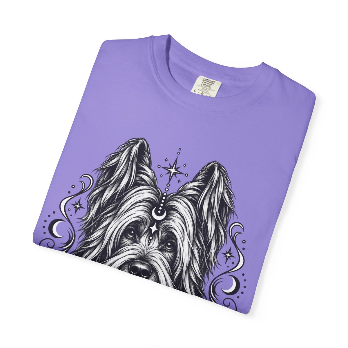 Mystical Briard Line Art T-Shirt — Minimal Dog Portrait Tee