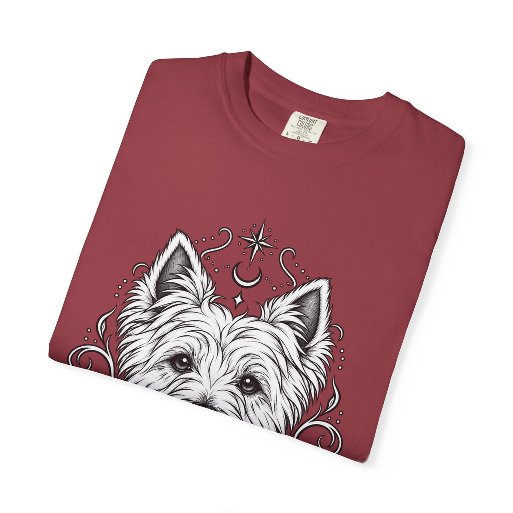 Mystical West Highland Terrier Line Art T-Shirt — Minimal Dog Portrait Tee