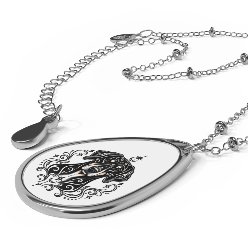 Mystical Doberman Pinscher NE Oval Necklace — Engraved Pet Memorial Pendant
