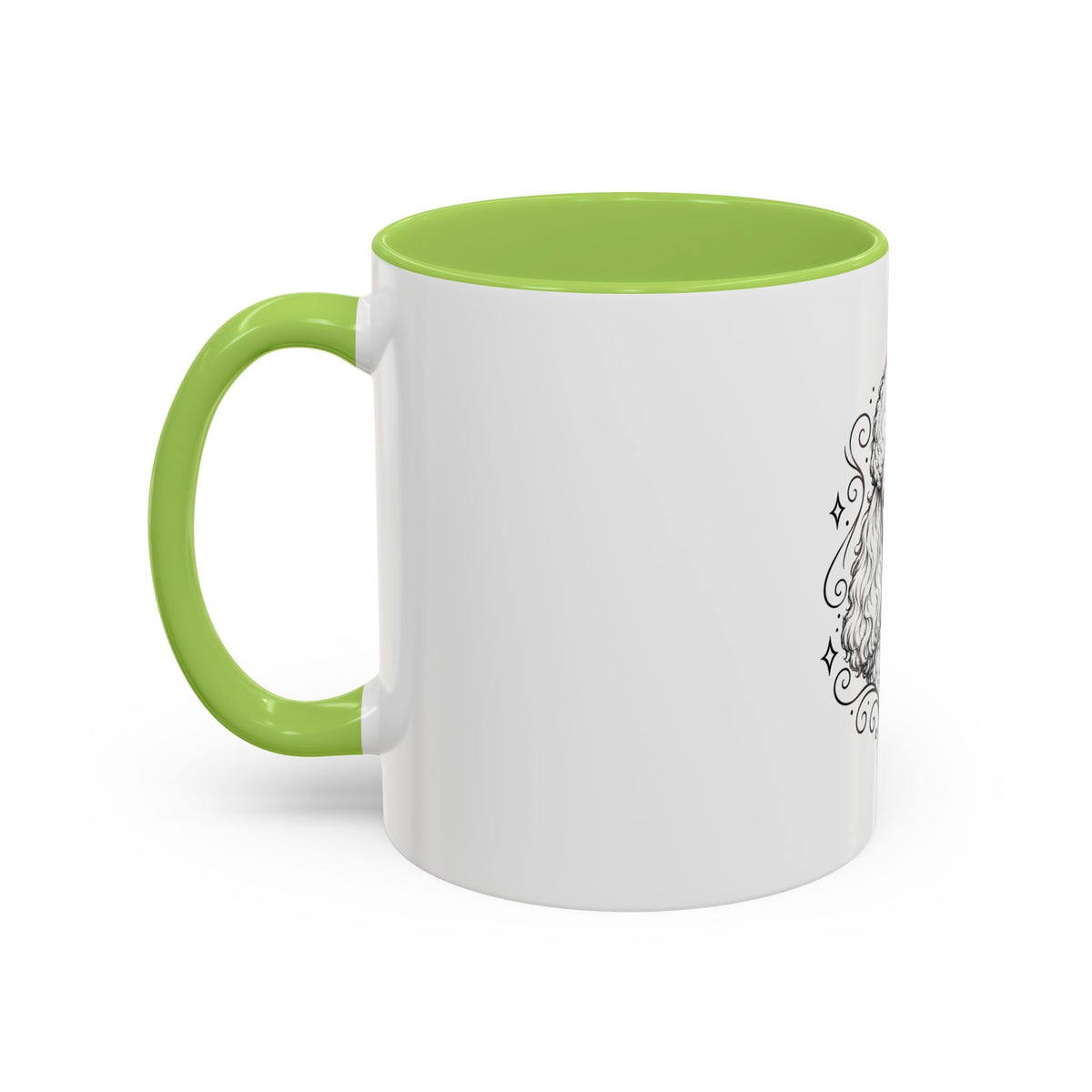 Mystical Toy Poodle Line Art Accent Coffee Mug – Mystical Dog Portrait 11/15oz