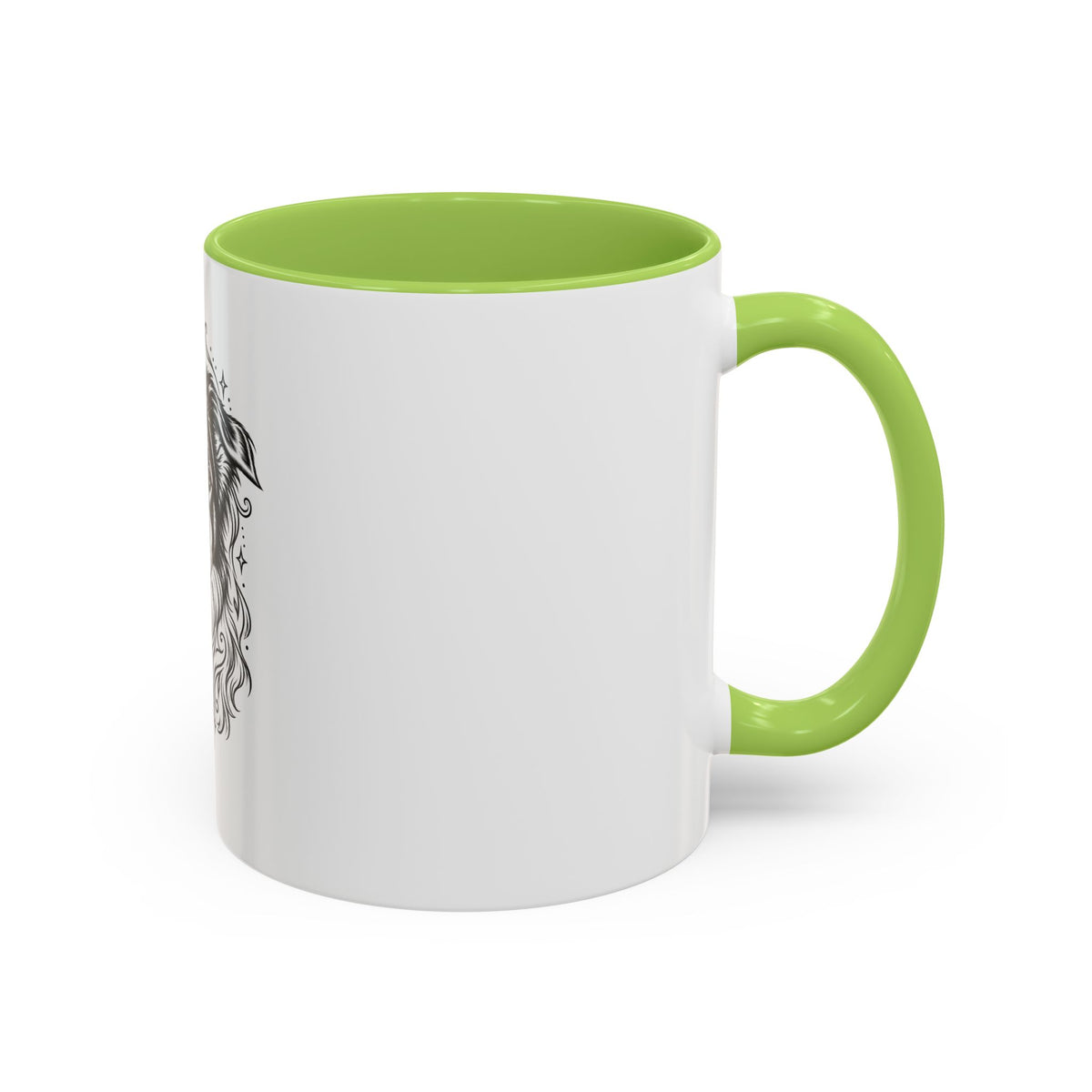 Mystical Border Collie LH Line Art Accent Coffee Mug – Mystical Dog Portrait 11/15oz
