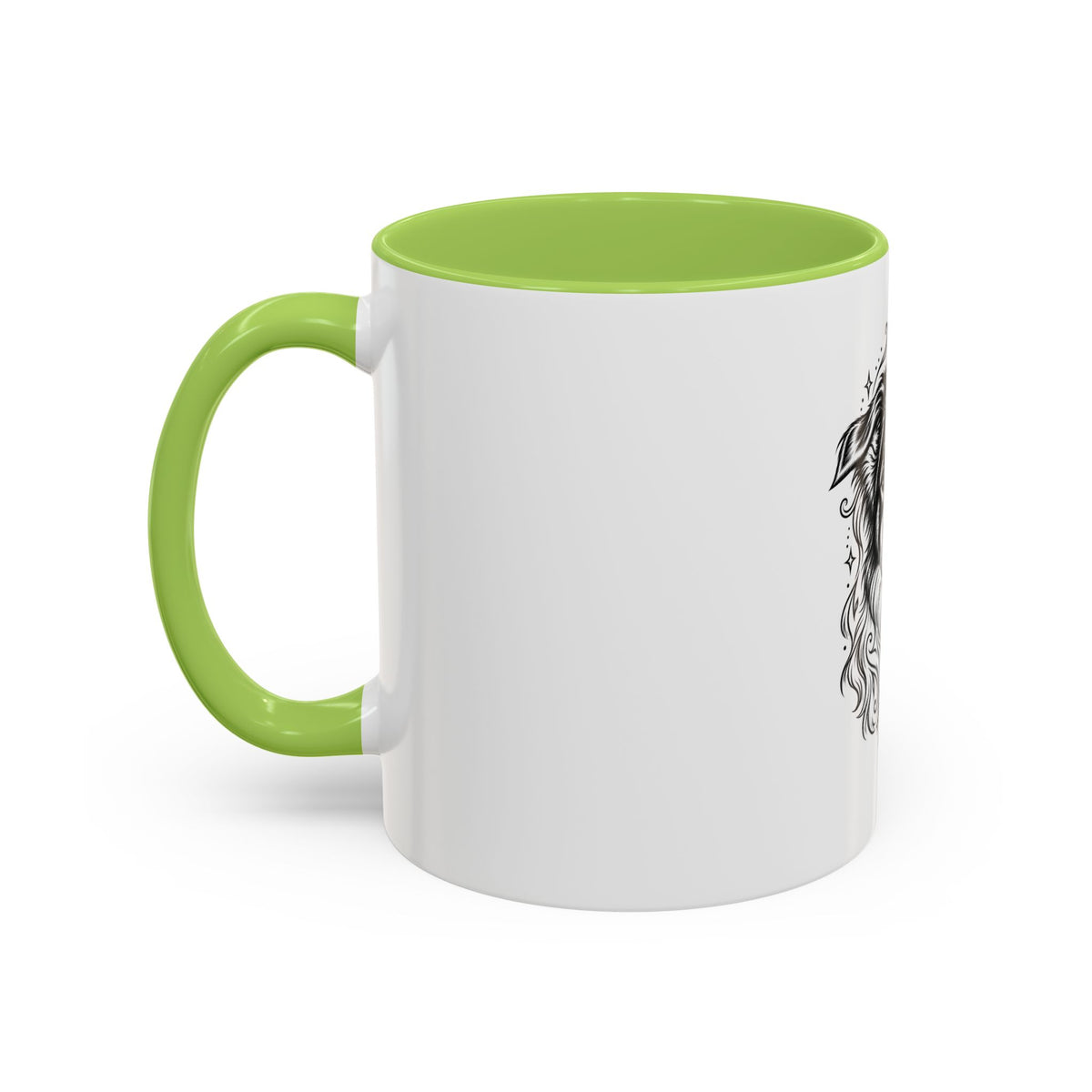 Mystical Border Collie LH Line Art Accent Coffee Mug – Mystical Dog Portrait 11/15oz