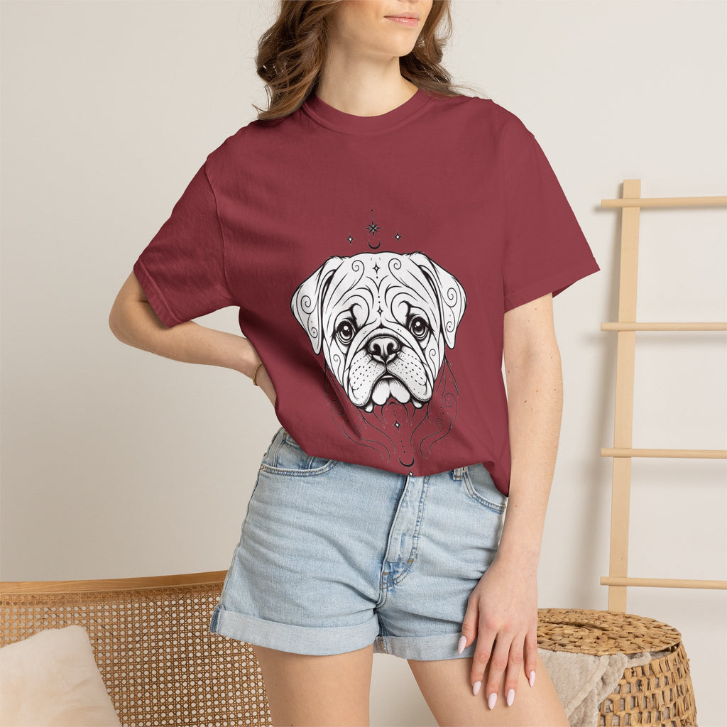 Mystical Pug Line Art T-Shirt — Minimal Dog Portrait Tee