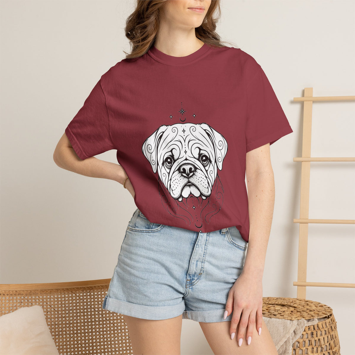 Mystical Pug Line Art T-Shirt — Minimal Dog Portrait Tee