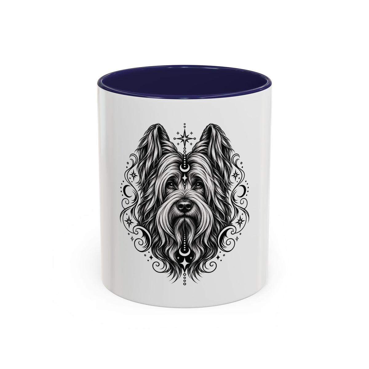 Mystical Briard CE Line Art Accent Coffee Mug – Mystical Dog Portrait 11/15oz