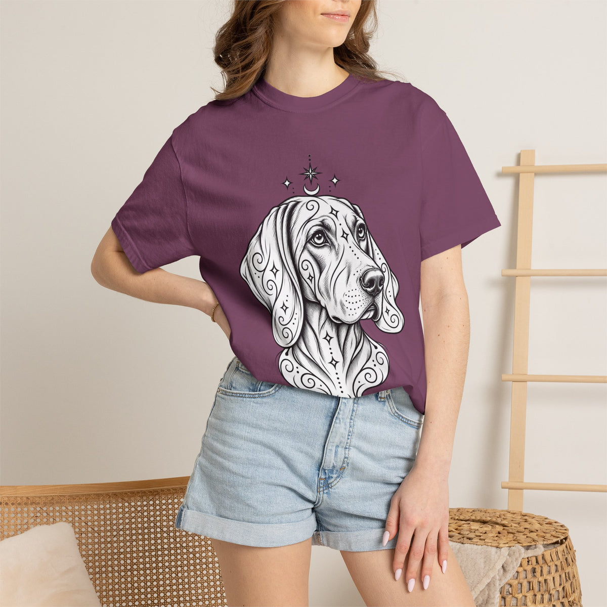 Mystical Weimaraner Line Art T-Shirt — Minimal Dog Portrait Tee