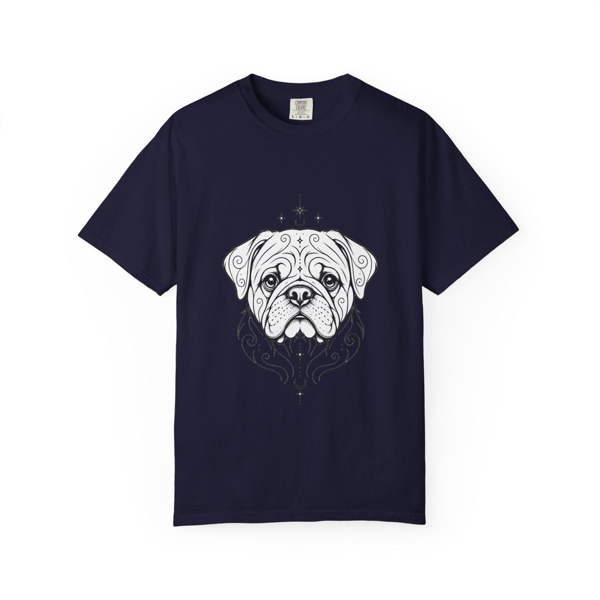 Mystical Pug Line Art T-Shirt — Minimal Dog Portrait Tee